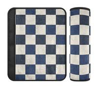 Blue and White Checkered Pattern 2 pcs car seat Cover pad More Comfort Driving for SUV forro para cinturon de segurida
