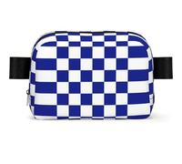 Blue and White Checkered Pattern, Travel Bum Bag Square Waist Bag Casual Chest Bag Fanny Pack for Men Women
