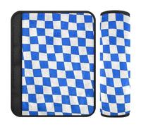 Blue and White Checkered Plaid 2 Pack Seatbelt Shoulder Pads for Adults Release Stress to Your Neck and Shoulders for Airplane forro para cinturon de segurida