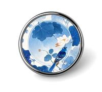 Blue and White Chinese Style Flower and Bird Lapel Pin for Men Cat And Heart Fashion Brooch Pin -Cute Enamel Badges, Aluminum Alloy Metal Pinback for Hats, Shirts, Bags, Jackets & Accessories (1 Inch