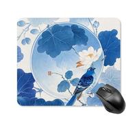 Blue and White Chinese Style Flower and Bird Mouse Pad 25 * 30cm - Non-Slip Rubber Base Mouse Mat Portable Square Desk Mat for Office, Laptop, Travel, Wireless Mice Mats - Waterproof & Durable Design