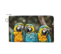 Blue And White Chinese Style Flower And Bird Wallet for Men Women Canvas Coin Purse Zippered Change Holder with Secure Closure, three parrots, One Size