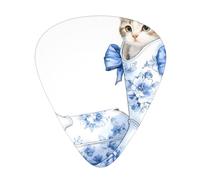 Blue And White Chinoiserie Cat Guitar Picks Gift Set - 12 Smooth Durable Plectrums For Acoustic, Electric & Bass Guitar, Perfect Present For Guitar Lovers & Musicians