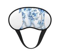 Blue and White Chinoiserie Western Blackout Sleep Mask - Soft Adjustable Eye Mask for Full Light Blocking, Deep Sleep, Travel & Relaxation