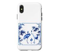 Blue and White Cranes Bamboo Chinoiserie Design Case for iPhone X/XS