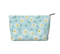 Blue and White Dainty Floral Daisy, Cosmetic Bag Corduroy Makeup Bag Portable Travel Toiletry Bag
