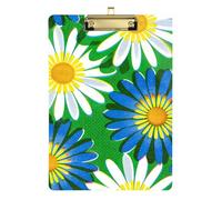 Blue and White Daisies menu clipboards for Restaurants Acrylic Cute for Softball Coaches clipboard Teacher Size 9 x 12 Gold