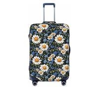 Blue and White Daisies Print Travel Luggage Covers, Washable Suitcase Covers Protector for Luggage 18-32 Inch High Elasticity, Black, M