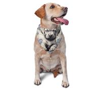 Blue And White Delft-Style Painting Of Printed Graphic Pet Triangle Scarf For Dogs & Cats, Adjustable Cute Pet Bandana For & Photo Shoots
