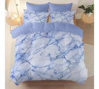 Blue And White Duvet Cover Queen Size - Unique Understated Luxury Chic Marble Pattern Bedding Sets 220 x 220 cm Soft Reversible Microfiber Quilt Covers with Pillowcases for All Seasons
