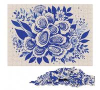 Blue And White Floral Arrangement Leisure Wood Puzzle, Adults, 1000 Pieces | Jigsaw Puzzle Gift - visual matching for a more organised build at home.