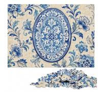 Blue and White Floral Oval Design Jigsaw Puzzle for Adults, 500 Pieces | Adult Jigsaw Puzzle - home hobby for puzzle fans during indoor leisure.