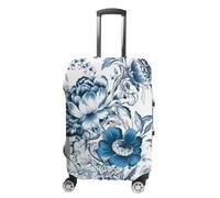 Blue And White Floral Pattern Luggage Cover Tsa Approved Suitcase Covers for Luggage Elastic Washable Suit Case Covers Anti-Scratch Travel Luggages Sleeve Suitcase Protector Fits 19-30 Inch Case