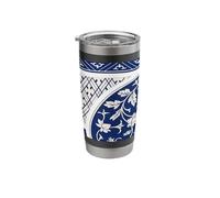 Blue and White Flowers Chinese Ornament Pattern Stainless Steel Insulated Tumbler