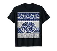 Blue and White Flowers Chinese Ornament Pattern T-Shirt