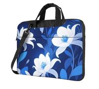 Blue and White Flowers Laptop Bag 13-15.6Inch, 360° Protective Laptop Sleeve Case Shockproof Messenger Shoulder Bag Waterproof Computer Case Carrying Cover Briefcases for Men Women