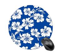 Blue and White Flowers Mouse Pad - Ultra Thin, 7.8 Inch Round Mousepad with Non-Slip Rubber Base, Waterproof Mouse Mat for Office, Gaming