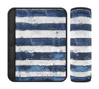 Blue and White Horizontal Stripes 2 pcs car seat Neck Support Release Stress to Your Neck and Shoulders for Truck forro para cinturon de seguridad