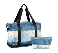 Blue and White Horizontal Stripes Travel Duffle Bag Weekender Overnight Bag with Toiletry Bag for Workout Large Capacity, Blue and white horizontal stripes, 1 size, Blue and white horizontal stripes,