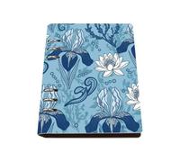 Blue and White Iris Flowers Notebook A5, Pu Leather Notebooks, Lined Paper A5 Lined Notebook 180Pages/90Sheets, Workbook for Meeting, School Books for Journaling Writing, Revision Supplies Women Man