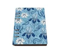 Blue and White Iris Flowers Notebook, Pu Leather Notebooks A5, Lined Paper A5 Notebook Spiral 180Pages/90Sheets, Note Book for Home, Workbook for School, University Stationery Women Man