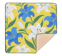 Blue and White Jasmine Flowers Soft Padded Baby Gym Play mat for Indoor Outdoor Lightweight Foldable Baby Tummy time Play mat for Baby Toddler Infant, 50'' x 50''de actividades para
