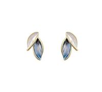 Blue and White Leaf Earrings Ladies Temperament Earrings 925 Sterling Silver Retro Matte Stud Earrings Female Fashion Jewelry For Women Girls