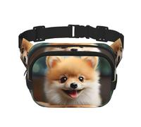 Blue and white line Fanny Pack for Women Men Fashion Waist Pack Adjustable Belt Bag for Workout Running Travelling Casual Waist Bag, Cute Little Pomeranian, One Size