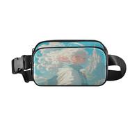 Blue and White Man Fashionable Waist Pack Crossbody Bag for Men Women Waterproof Sling Chest Bag with Adjustable Strap for Travel Gym Work, Aesthetic Fighting Fish, One Size