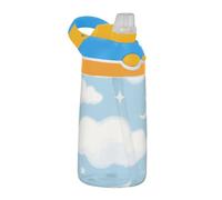 Blue and White Moon Clouds Sports Water Bottle with Lid Handle Wide Mouth Leakproof Toddler Cup for Hiking, Travel, Running or Fitness botellas para agua