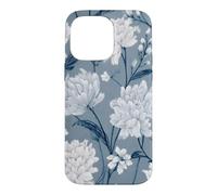 Blue and White Peony Flower Pattern Case for iPhone 14 Pro Max