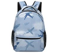 Blue And White Planes Laptop Backpacks Casual Daypacks