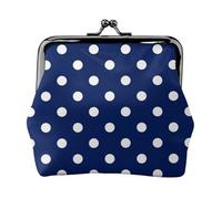 Blue and White Polka Dots, PU Leather Coin Purse, Small Wallets, Change Pouch with Kiss Lock Clasp Buckle, Change Purse