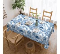 Blue And White Porcelain Building 54x72 Inch Heavy-Duty Waterproof Pvc Tablecloth - Wipe Clean Rectangular Oilcloth For Outdoor Parties, Picnic, Kitchen, Dining Table (Stain Resistant & Reusable)