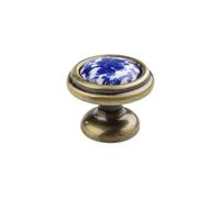 Blue and White Porcelain Drawer Knob Blue Flower Hardware Blue Floral Cabinet Pulls Ceramic Antique Bronze(C)