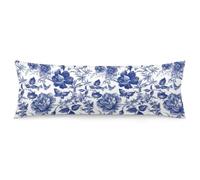 Blue and White Porcelain Floral Body Pillow Cover Modern Vintage Chinoiserie Decorative Long Pillow Case with Zipper Farmhouse Bedding Pillowcase Soft Cushion Pillow Covers for Bedroom,Couch,20"x54"