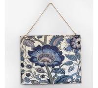 Blue And White Porcelain Floral Wood Wall Sign Floral Pattern Flower Boho Wood Sign Plaque 10x12 Inch Floral Plant Botanical Wildflowers Home Décor Distressed Wooden Signs for Laundry Mantel