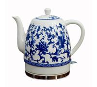 Blue And White Porcelain Kettle Teapot 1.5L Jug - Electric Ceramic Cordless Water Boiler For Tea Coffee Soup Oatmeal - Fast Boiling Technology