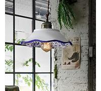 Blue And White Porcelain Shade Pendant Lamp Classical Ceramic Suspended Chandelier E27 1-Light Semi-Embedded Ceiling Hanging Light Adjustable Set Luminaire Hotel Restaurant Cafe beautiful scenery