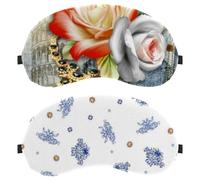 Blue and White Porcelain Small Floral 2-Pack Light-Blocking Soft Breathable Sleeping Mask Eye Patch