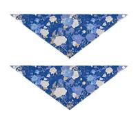 Blue and White Romantic Valentine's Day Flowers Dog Holiday Bandanas Snap Button Dog Breed Bib Cute Pet Accessories for Dogs Cats