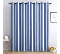 Blue and White Striped Blackout Curtains 66x54 Inch Thermal Eyelet Drapes 2 Panels Set for Maritime Bedroom & Living Room Stylish Decorative Window Treatments