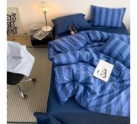 Blue and White Striped Duvet Cover Set 100% Cotton Duvet Cover Set Queen Size, Simple Stripes Bedding Set with 2 Pillowcases, 4 Pcs Cover Set with Zipper Closure, for All Seasons, Blue 2,Twin