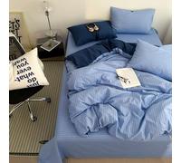 Blue and White Striped Duvet Cover Set 100% Cotton Duvet Cover Set Queen Size, Simple Stripes Bedding Set with 2 Pillowcases, 4 Pcs Cover Set with Zipper Closure, for All Seasons, Blue 2,Twin