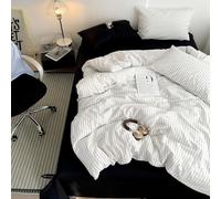 Blue and White Striped Duvet Cover Set 100% Cotton Duvet Cover Set Queen Size, Simple Stripes Bedding Set with 2 Pillowcases, 4 Pcs Cover Set with Zipper Closure, for All Seasons, Blue 2,Twin