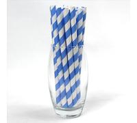 Blue and White Striped Paper Straws 10mm x 200mm (8") - Pack Size 200 - Ideal for Milkshakes & Smoothies/Food Safe/PFAS Free/Biodegradable