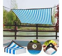Blue and White Striped Shade Netting,Sunblock Shade Cloth Net With Grommets,90% Shade Mesh,Shade Sail,Greenhouse Garden Pergola Plant Shading Net,Breathable/Uv Resistant,BlueWhite-2×2m(6.6*6.6ft)