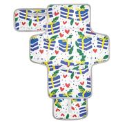 Blue and White Stripes Gifts Hearts Reusable Baby Changing mat with Tissue Pocket Portable Diaper Changing pad with Built-in Pillow cambiador de pa?ales para Bebes