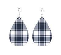 Blue And White Tartan Plaid Blue Clan Ramsay Hunting Tartan Plaid Women Earrings Waterdrop Shaped Fashionable Accessories