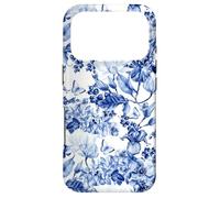 Blue and White Toile Flowers Floral Berries and Butterflies Case for iPhone 17 Pro